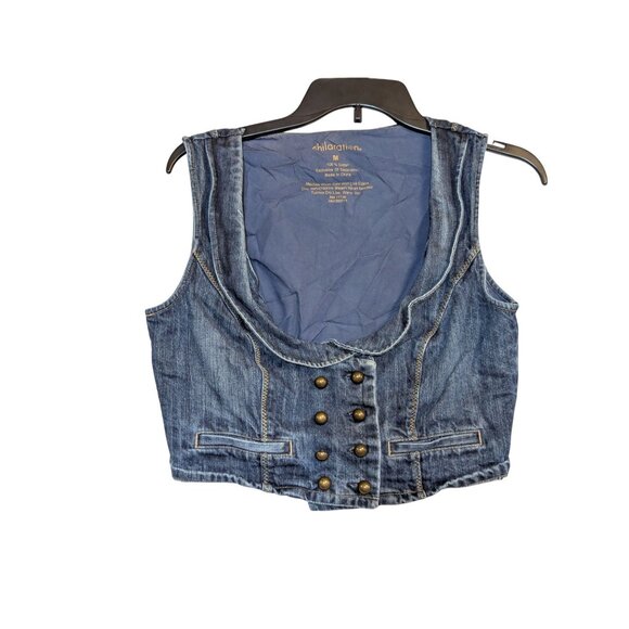Medium XHilaration Denim Vest Y2K Crop Double breasted Vintage - Picture 1 of 5